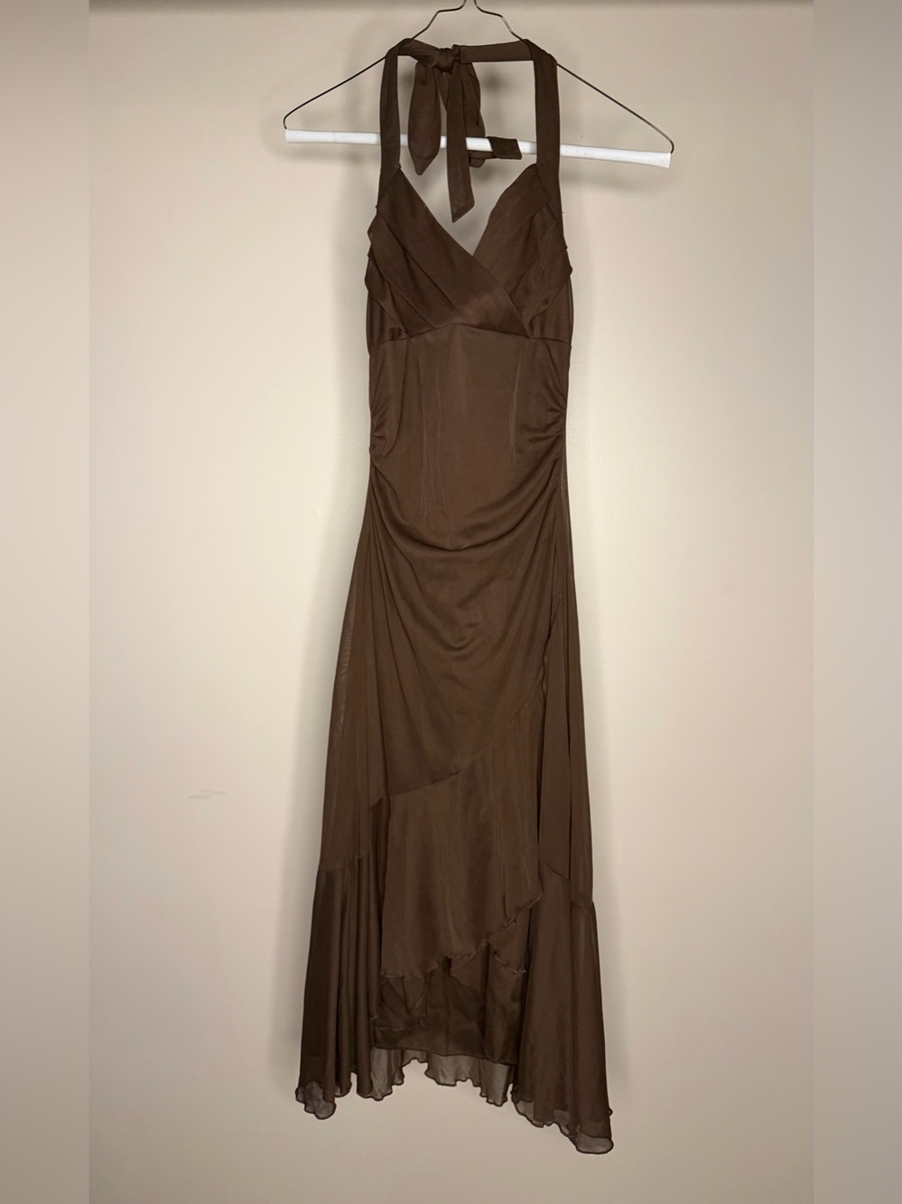 Ruby Rox Brown One-Shoulder Evening Maxi Dress